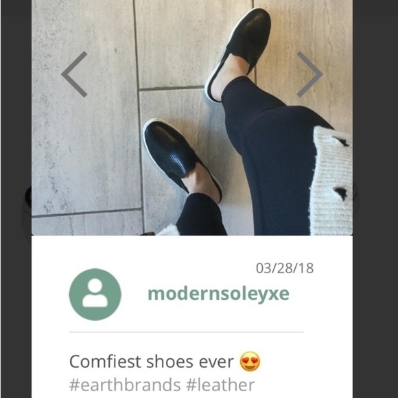 EARTH Zest Black Leather Slip-On Perforated Slides Size 9 Comfort Walking Summer - Picture 4 of 16